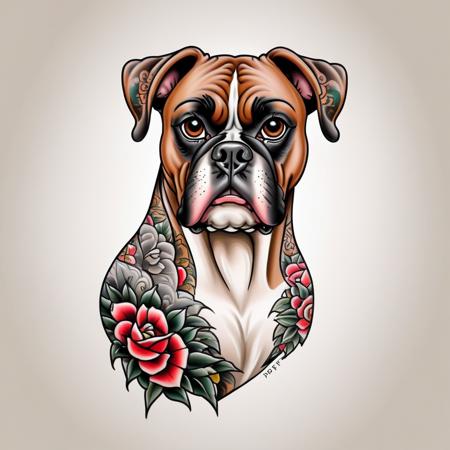 00171-4042568426-_lora_Traditional_Tattoos_0.65_ boxer dog in style of tr4dt4t, traditional tattoo, white background,.png